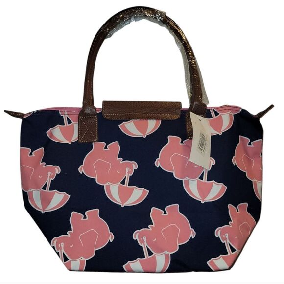 Simply Southern Canvas Tote Bag Blue Pink Elephant Beachy  NWT - Picture 2 of 6